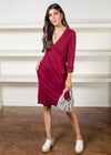 Bobi V Neck Tab Sleeve Shirt Dress-Pinot ***FINAL SALE***-Hand In Pocket