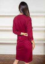 Bobi V Neck Tab Sleeve Shirt Dress-Pinot ***FINAL SALE***-Hand In Pocket