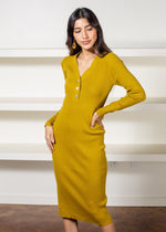FRNCH Leanne Ribbed Button Front Knit Dress-***FINAL SALE***-Hand In Pocket