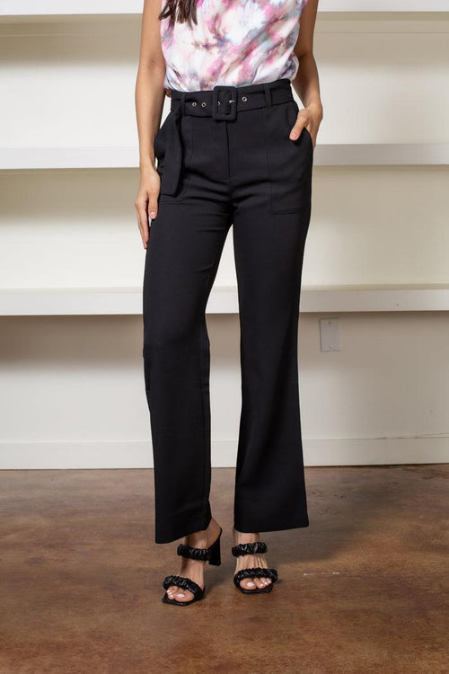 Adelyn Rae Toni High Rise Belted Trousers ***FINAL SALE***-Hand In Pocket