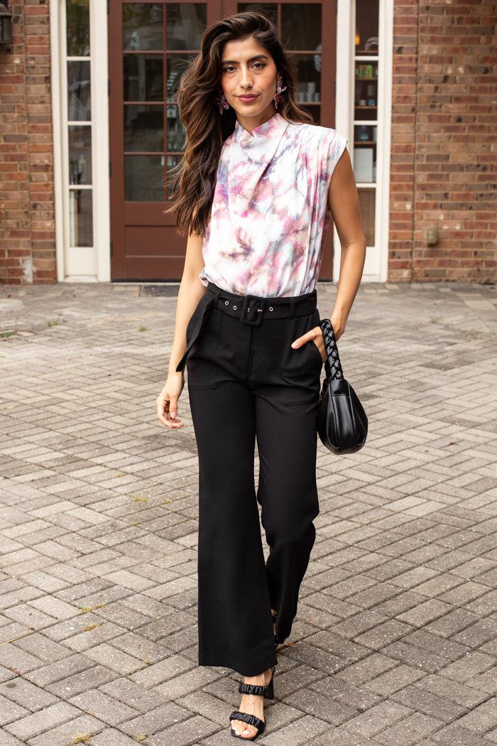 Adelyn Rae Toni High Rise Belted Trousers ***FINAL SALE***-Hand In Pocket