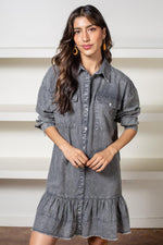 Elan Zayla Ruffled Denim Shirtdress ***FINAL SALE***-Hand In Pocket