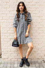 Elan Zayla Ruffled Denim Shirtdress ***FINAL SALE***-Hand In Pocket