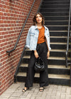 Sara Wide Leg Trousers-Black-Hand In Pocket