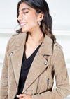 Blank NYC Faux Suede Moto Jacket - Taupe-***FINAL SALE***-Hand In Pocket