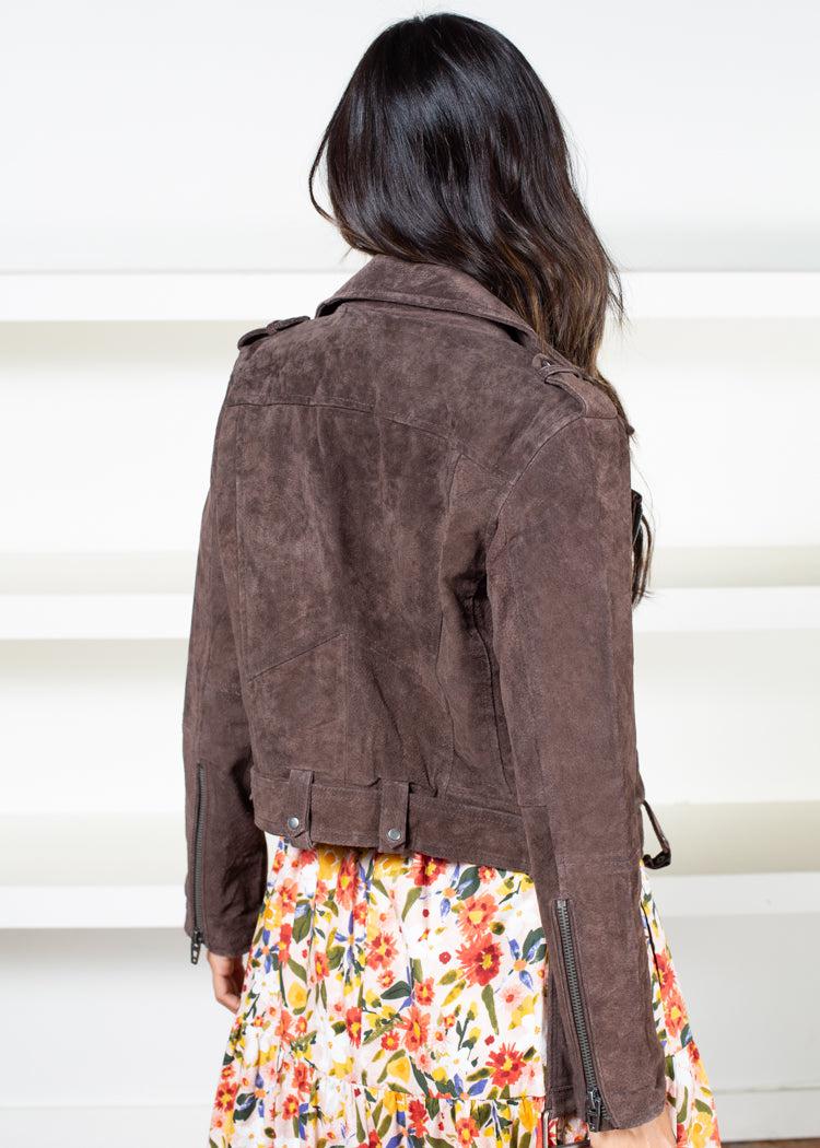 Blank NYC Faux Suede Moto Jacket - Chocolate-***FINAL SALE***-Hand In Pocket