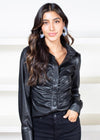 Riley Ruched Leather Top-***FINAL SALE***-Hand In Pocket