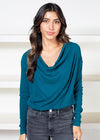 Bobi Long Sleeve Favorite Cowl Neck Top-Mystic ***FINAL SALE***-Hand In Pocket