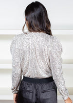 Adelyn Rae Lala Sequins Bodysuit-Hand In Pocket
