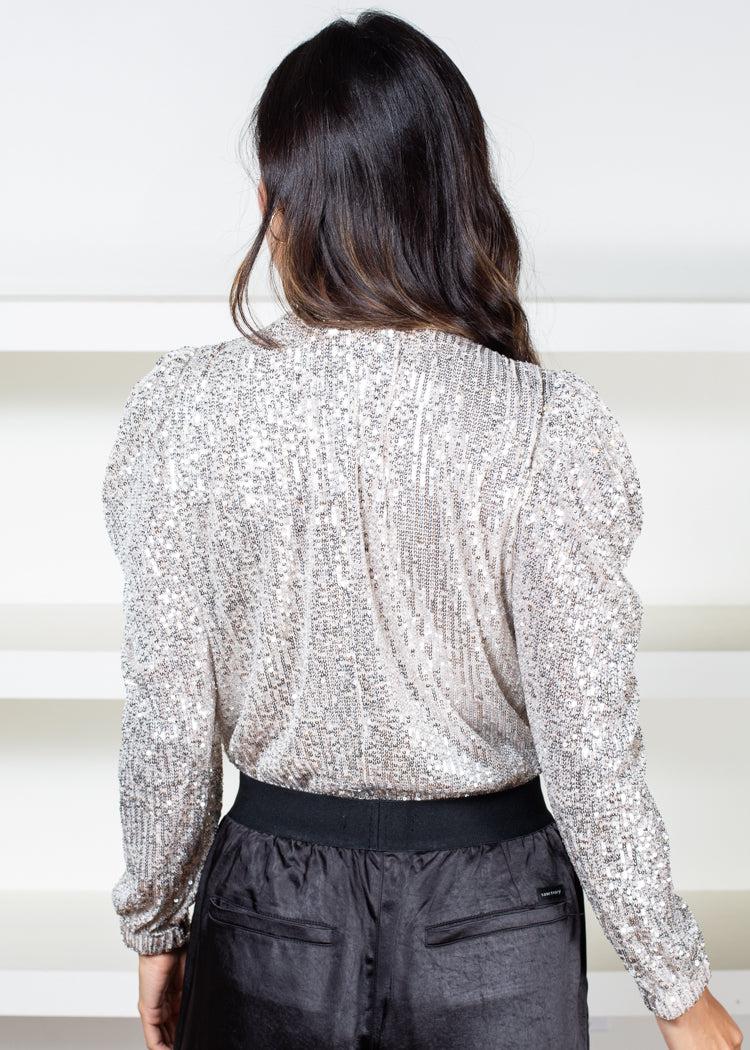 Adelyn Rae Lala Sequins Bodysuit-Hand In Pocket