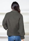 Vitoria Fisherman Collared Sweater-Olive-Hand In Pocket