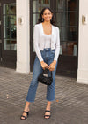 525 America Ribbed V Neck Cardigan ***FINAL SALE**- Silver-Hand In Pocket