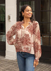 Elan Toile Printed Long Sleeve Top-***FINAL SALE***-Hand In Pocket