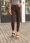 Joes Jeans "The Charlie" High Rise Skinny Coated Ankle- Dark Coco Bean ***FINAL SALE***-Hand In Pocket