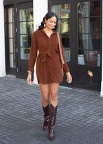 Velvet Heart Anita Corduroy Shirt Dress - Brown-***FINAL SALE***-Hand In Pocket
