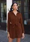 Velvet Heart Anita Corduroy Shirt Dress - Brown-***FINAL SALE***-Hand In Pocket