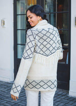 Line + Dot Elise Knit Fringed Cardigan-Hand In Pocket