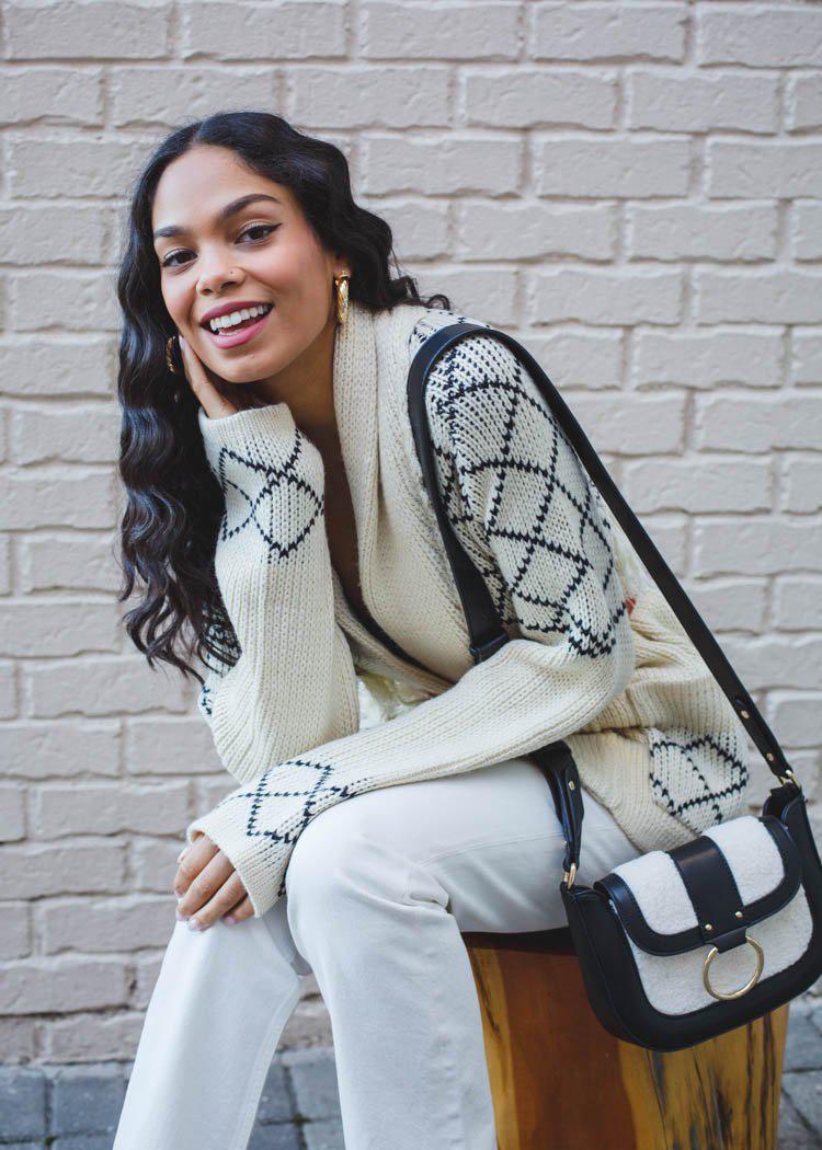Line + Dot Elise Knit Fringed Cardigan-Hand In Pocket