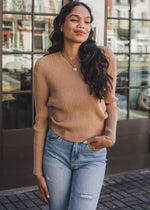 ASTR the Label Prescott Ribbed Knit Backless Sweater-Hand In Pocket