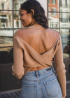 ASTR the Label Prescott Ribbed Knit Backless Sweater-Hand In Pocket
