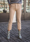 Joes Jeans The Callie High Rise Cropped Bootcut - Coated Latte-Hand In Pocket