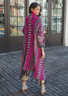 Maiya Geometric Print Fringed Draped Cardigan-Hand In Pocket