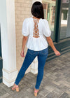 Alki Puff Sleeve Lace Back Top ***FINAL SALE***-Hand In Pocket