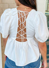 Alki Puff Sleeve Lace Back Top ***FINAL SALE***-Hand In Pocket