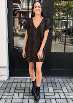 Buddy Love Baker Snake Print Mini Dress-Olive-Hand In Pocket
