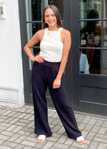 Bobi Smocked Waist Wide Leg Beach Pant - Black-Hand In Pocket