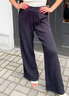 Bobi Smocked Waist Wide Leg Beach Pant - Black-Hand In Pocket