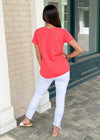 Bobi Basic Scoop-Neck Tee- Raspberry-Hand In Pocket