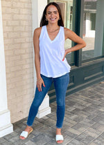 Bobi V Neck Swing Tank-White ***FINAL SALE***-Hand In Pocket