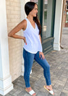 Bobi V Neck Swing Tank-White ***FINAL SALE***-Hand In Pocket