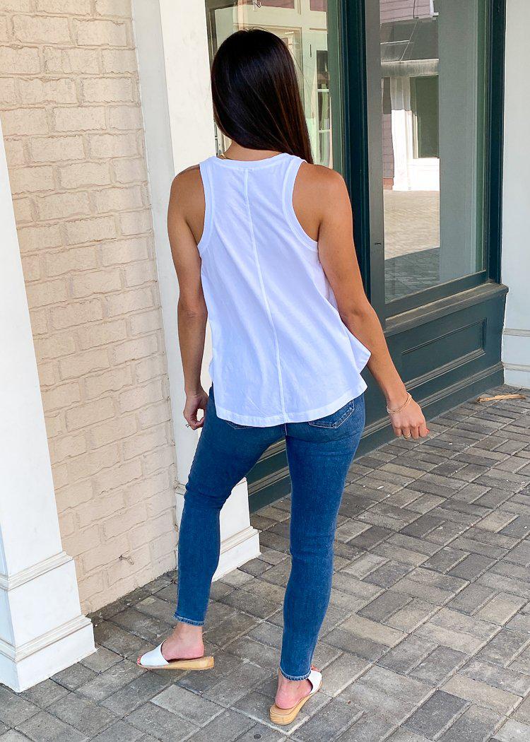 Bobi V Neck Swing Tank-White ***FINAL SALE***-Hand In Pocket