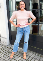 RD Style Gia Short Sleeve Knit Sweater-Hand In Pocket