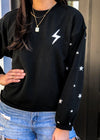 Pj Salvage Daily Doodle Stars Pullover - Black-Hand In Pocket