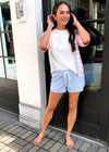 PJ Salvage Seize The Day Waffle Drawstring Short - Sky Blue ***FINAL SALE***-Hand In Pocket