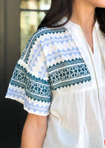 THML Elena Embroidered Tassel Top - Cream-Hand In Pocket