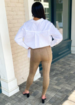Spanx Faux Suede Leggings- Camel-Hand In Pocket