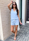 PJ Salvage Seize The Day Waffle Drawstring Short - Sky Blue ***FINAL SALE***-Hand In Pocket