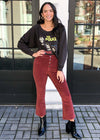 Velvet Heart Alena Corduroy Cropped Bootcut-Rust-Hand In Pocket