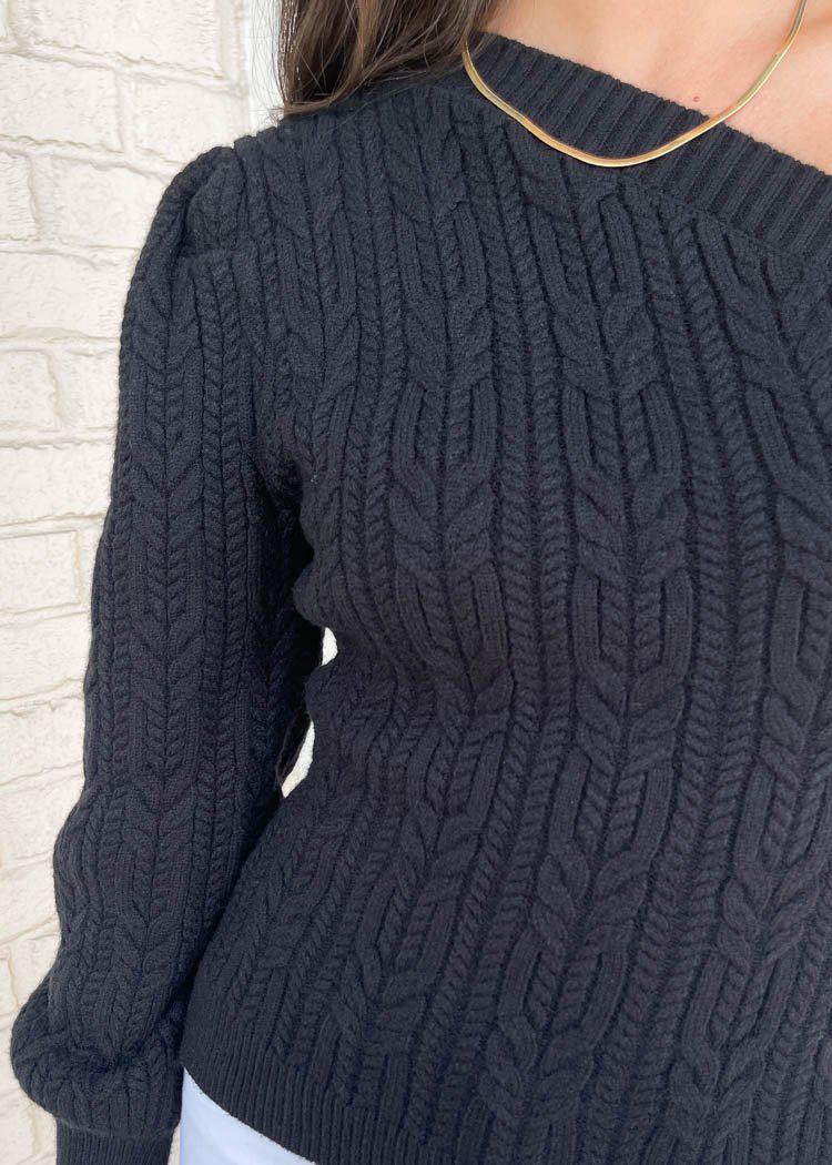 Pintana One Shoulder Cable Knit Pullover***FINAL SALE*** |50% off: code wow50|-Hand In Pocket