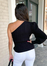 Pintana One Shoulder Cable Knit Pullover***FINAL SALE*** |50% off: code wow50|-Hand In Pocket