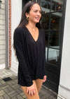 Bobi Dolman Sleeve Twist Front Tee - Black-Hand In Pocket