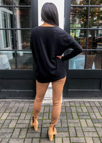 Bobi Dolman Sleeve Twist Front Tee - Black-Hand In Pocket