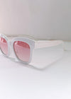 AJ Morgan Resplendid Square Cat Eye Sunglasses - White-Hand In Pocket