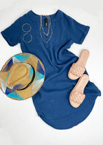Bobi Split V Neck Short Sleeve Shirtdress - Coast***FINAL SALE***-Hand In Pocket