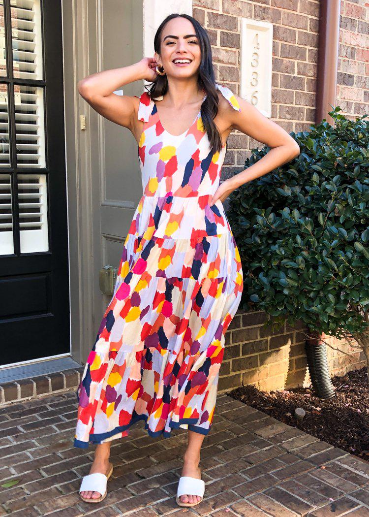 THML Sayulita Multi Colored Tiered Maxi Dress-Hand In Pocket