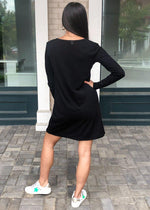 Bobi One and Only V Neck T-Shirt Dress - Black-Hand In Pocket